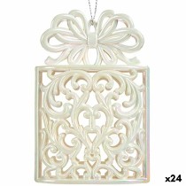 Christmas bauble Krist+ 91821 91821 Mother of pearl Plastic Glitter Gift Box 7,4 x 11,5 x 4 cm (24 Units)