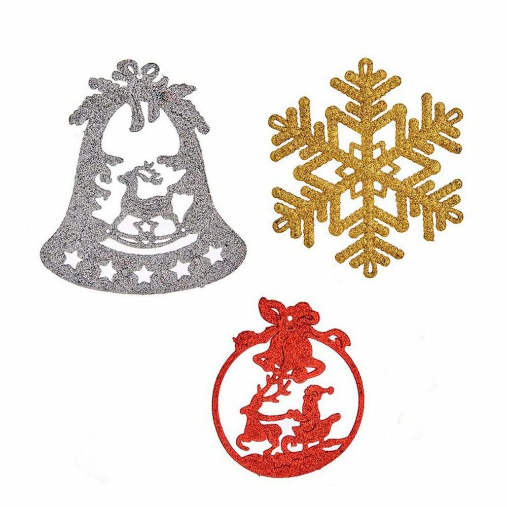 Weihnachtsdekoration Set Krist+ 00507 00507 Rot Gold Silberfarben Kunststoff 13 x 20 x 1,5 cm (24 Stück)