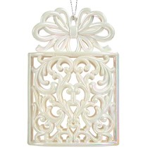 Christmas bauble Krist+ 91821 91821 Mother of pearl Plastic Glitter Gift Box 7,4 x 11,5 x 4 cm (24 Units)