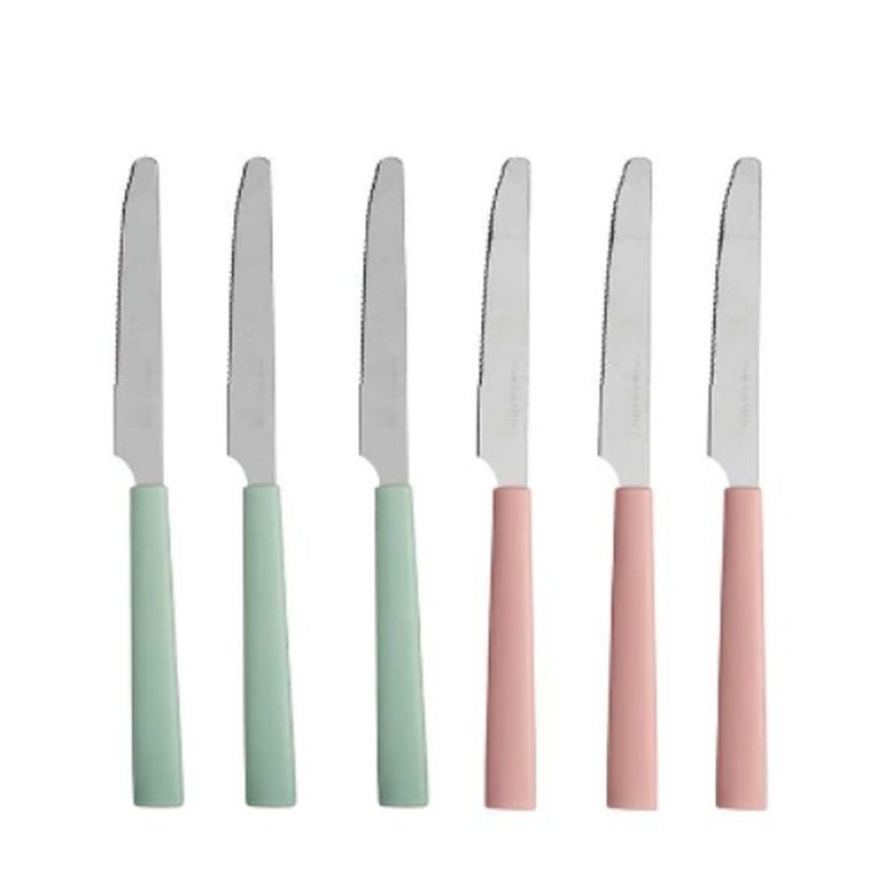 Messerset Kinvara CN-KT166096-1K CN-KT166096-1K grün Rosa Silberfarben Edelstahl Kunststoff 9 x 28,3 x 3 cm (12 Stück)