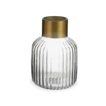 Vase Gift Decor V1522IP-T V1522IP-T Durchsichtig Gold Glas 14,5 x 22 x 14,5 cm (6 Stück)