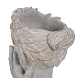 Cache-pot Gris Ciment Visage 27 x 22 x 31 cm