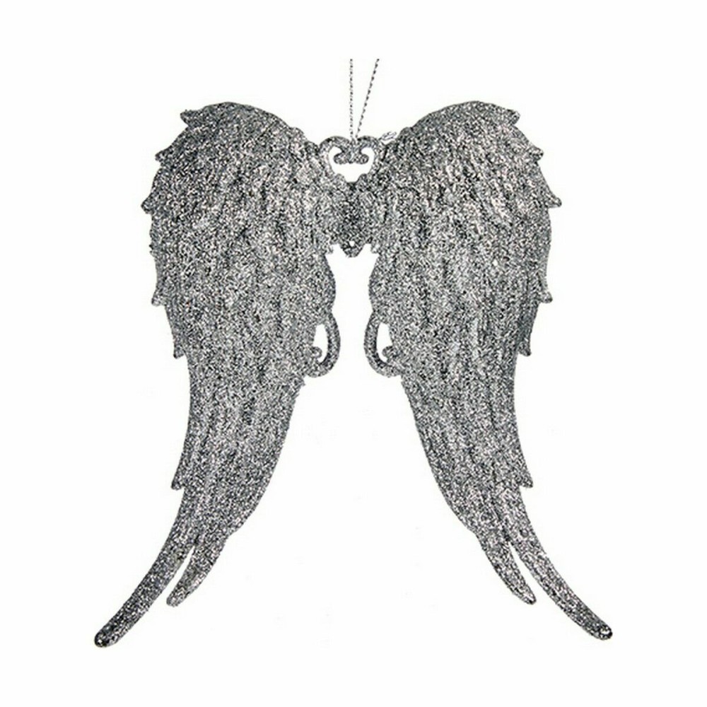 Weihnachtsschmuck Krist+ GEL-202001200S GEL-202001200S Silberfarben Kunststoff Glitzernd Engelsflügel 13 x 14,5 x 2,5 cm (24 Stü