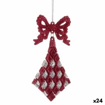 Décorations de Noël Krist+ 91745 91745 Fuchsia Plastique Paillettes Lien Losanges 7,5 x 1 x 15,5 cm 7,5 x 15,5 x 1 cm (24 Unités
