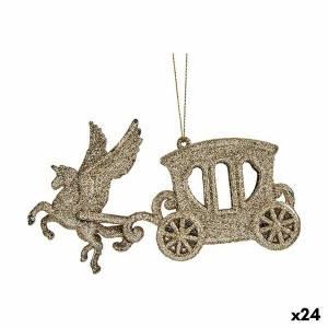 Weihnachtsschmuck Krist+ 91754 91754 Champagne Kunststoff Glitzernd Magic Kutsche 15 x 8,5 x 4,5 cm (24 Stück)