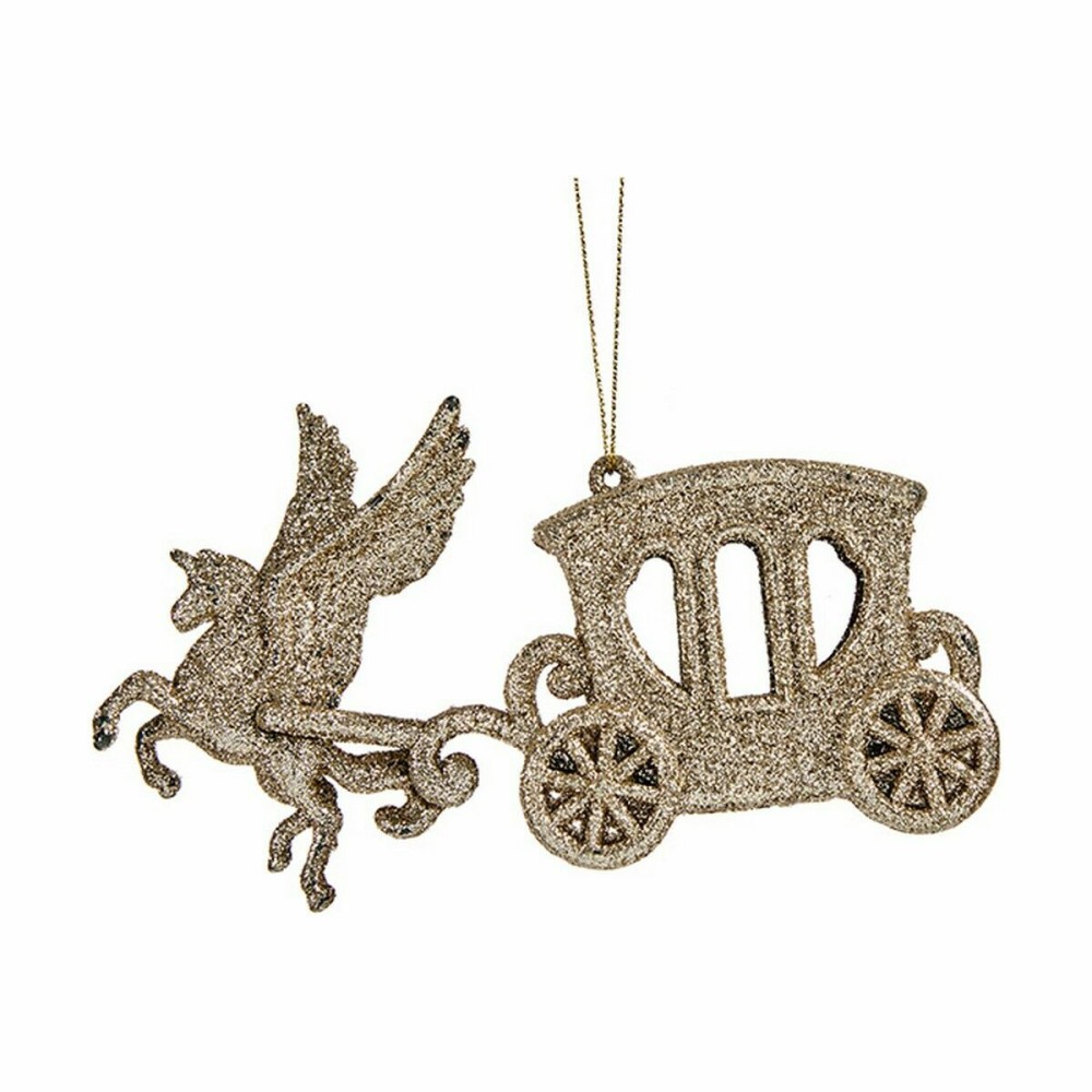 Weihnachtsschmuck Krist+ 91754 91754 Champagne Kunststoff Glitzernd Magic Kutsche 15 x 8,5 x 4,5 cm (24 Stück)
