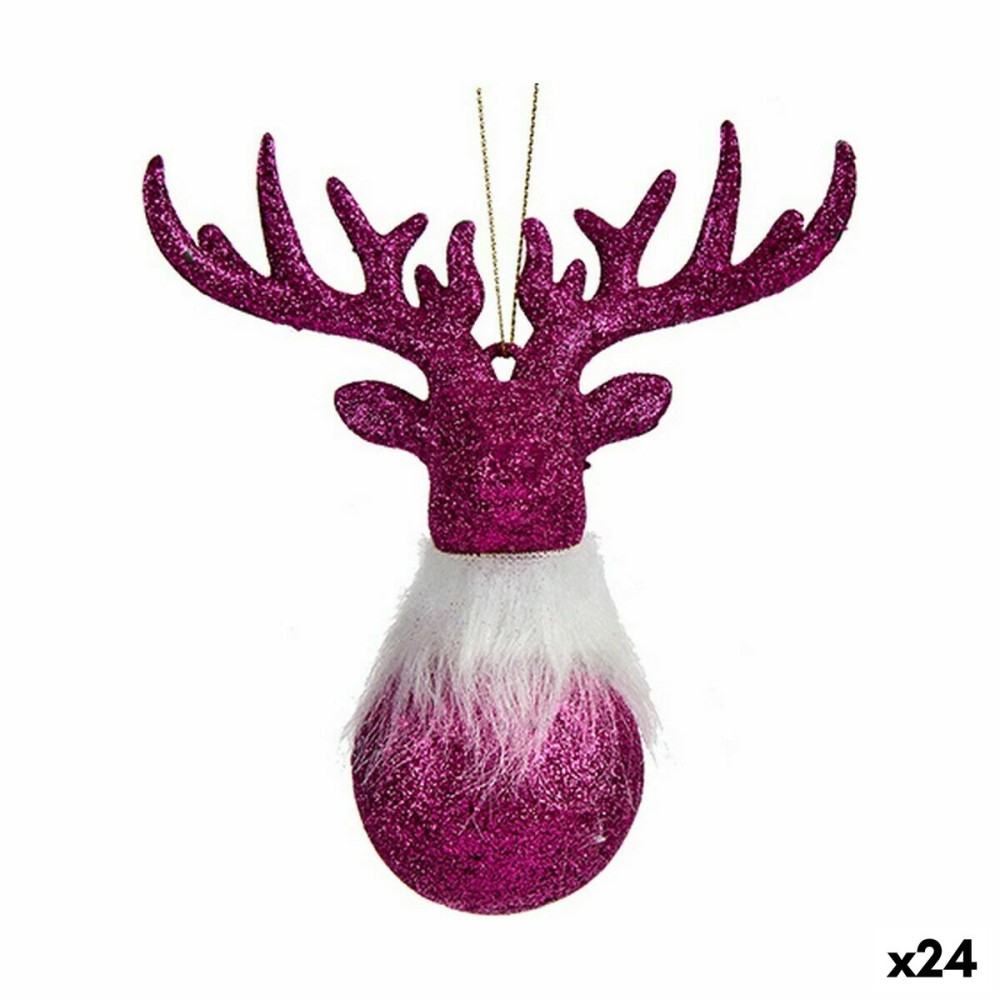 Weihnachtsschmuck Krist+ 91799 91799 Pink Kunststoff Glitzernd Rentier 14 x 15,5 x 7 cm 13,5 x 15,5 x 7 cm (24 Stück)