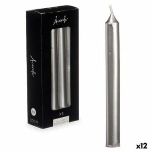 Ensemble de Bougies Acorde 126-E-AR 126-E-AR Argenté 2 x 2 x 20 cm 8,5 x 20,5 x 4,5 cm 9 x 21 x 4,5 cm (12 Unités)