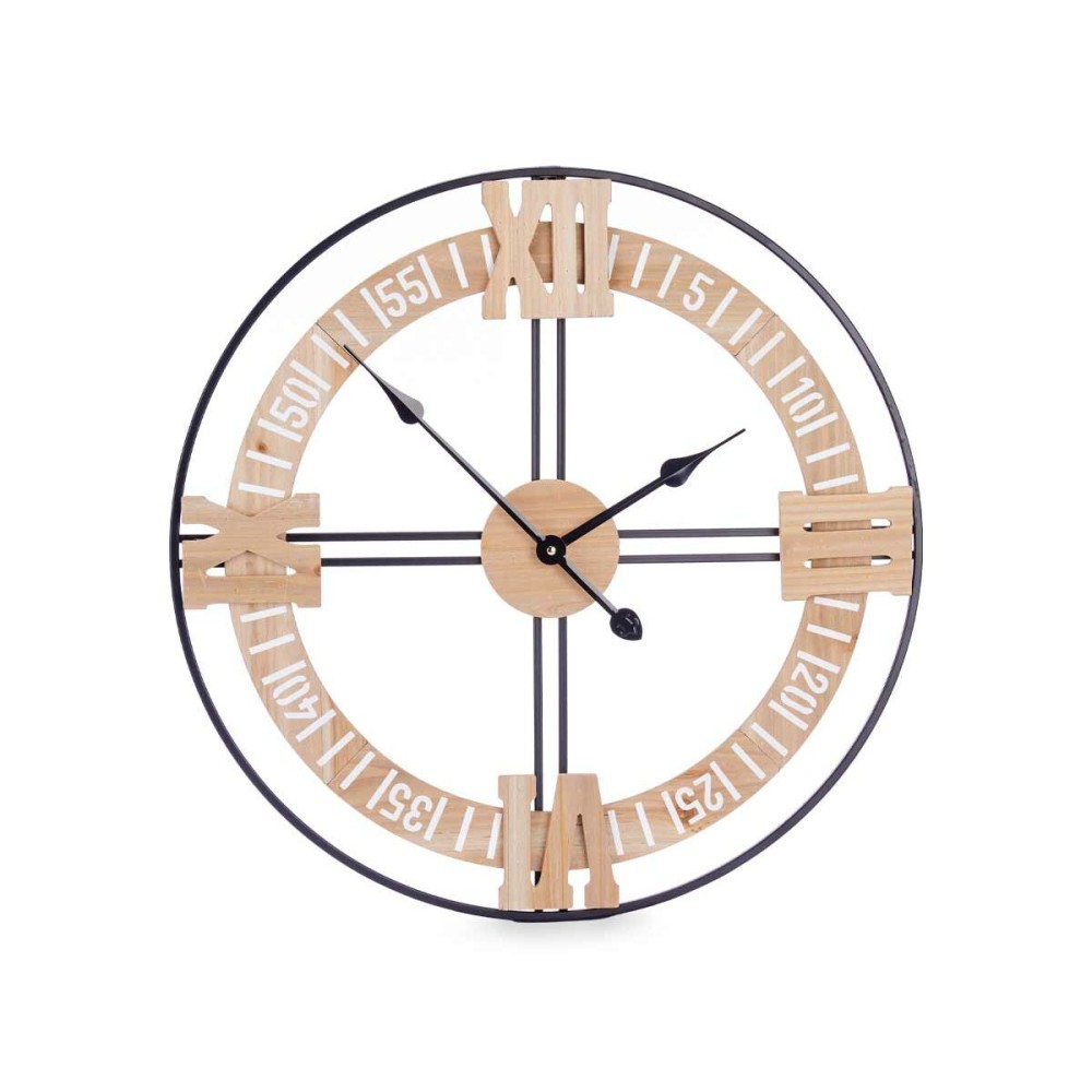 Wall Clock Gift Decor 22ATC433 22ATC433 Black Wood Metal MDF Wood 60 x 60 x 5 cm (4 Units)