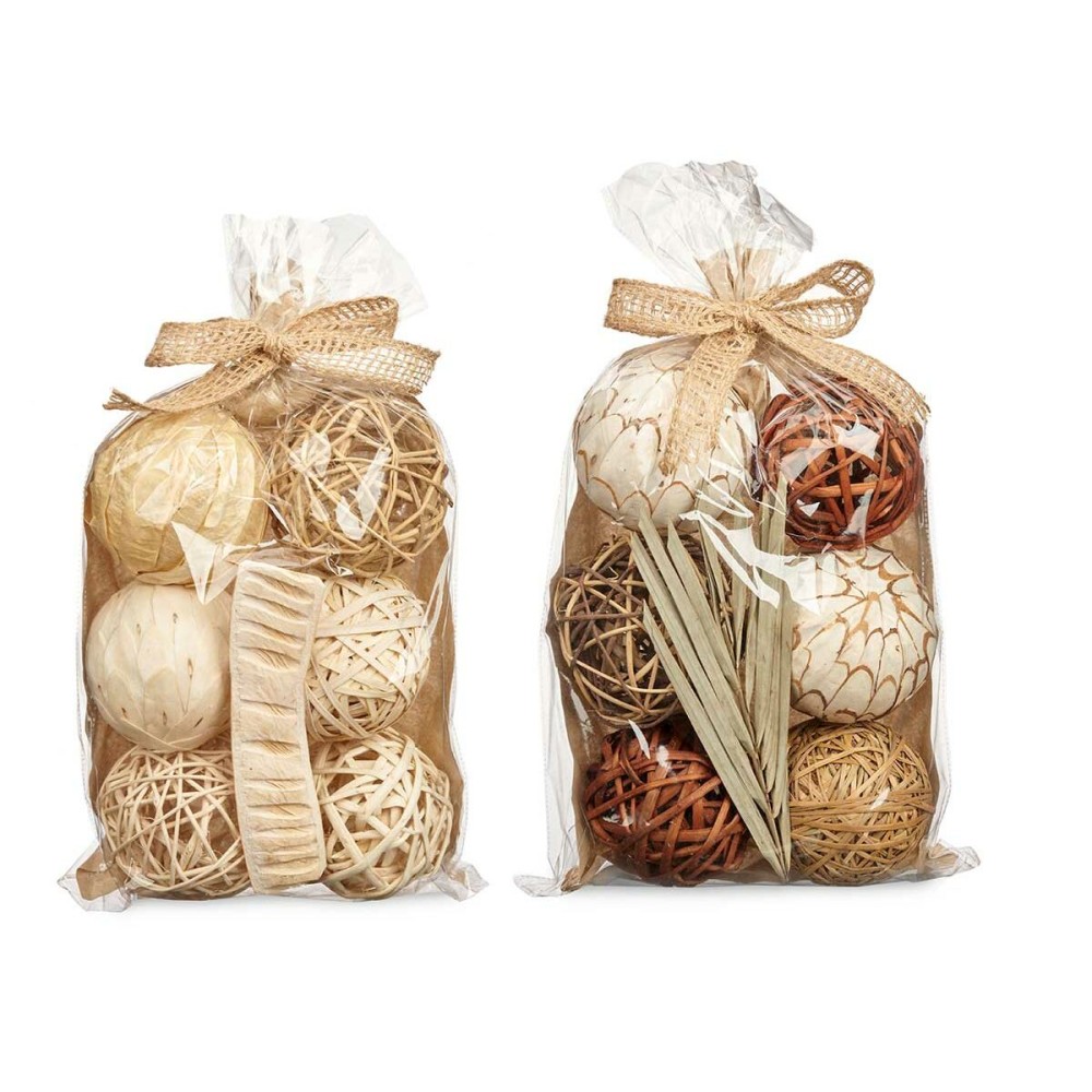 Dekoratives Ballset Gift Decor 6 6 Weiß Braun 22 x 40 x 9 cm (12 Stück)