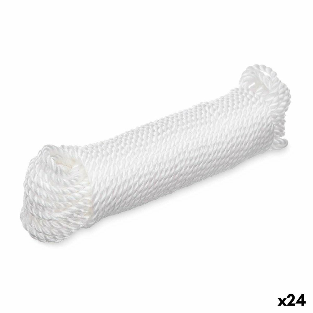 Wäscheleine 187 187 Weiß Kunststoff 20 m 8 x 24 x 5 cm 5 x 24 x 6 cm 0,6 x 2000 cm (24 Stück)