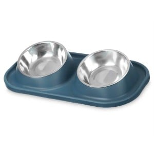 Mangeoire pour chiens Mascow 317 317 Bleu Métal 40 x 8,5 x 22 cm Double