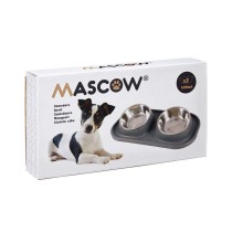 Mangeoire pour chiens Mascow 317 317 Bleu Métal 40 x 8,5 x 22 cm Double