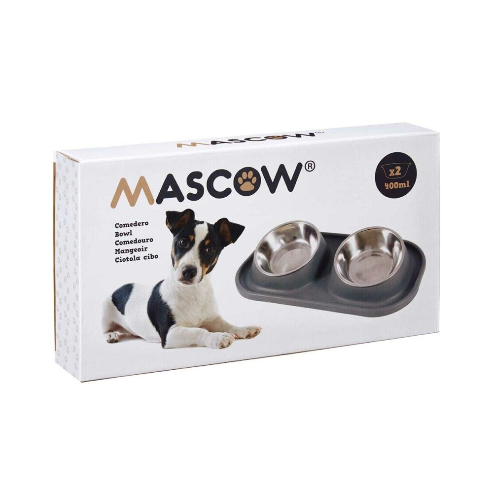 Mangeoire pour chiens Mascow 317 317 Bleu Métal 40 x 8,5 x 22 cm Double