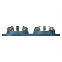 Mangeoire pour chiens Mascow 317 317 Bleu Métal 40 x 8,5 x 22 cm Double