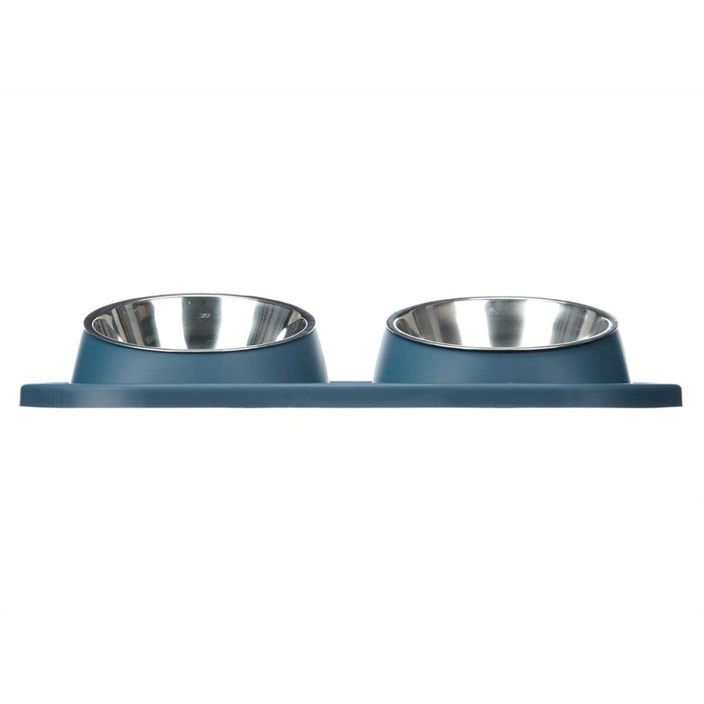 Mangeoire pour chiens Mascow 317 317 Bleu Métal 40 x 8,5 x 22 cm Double