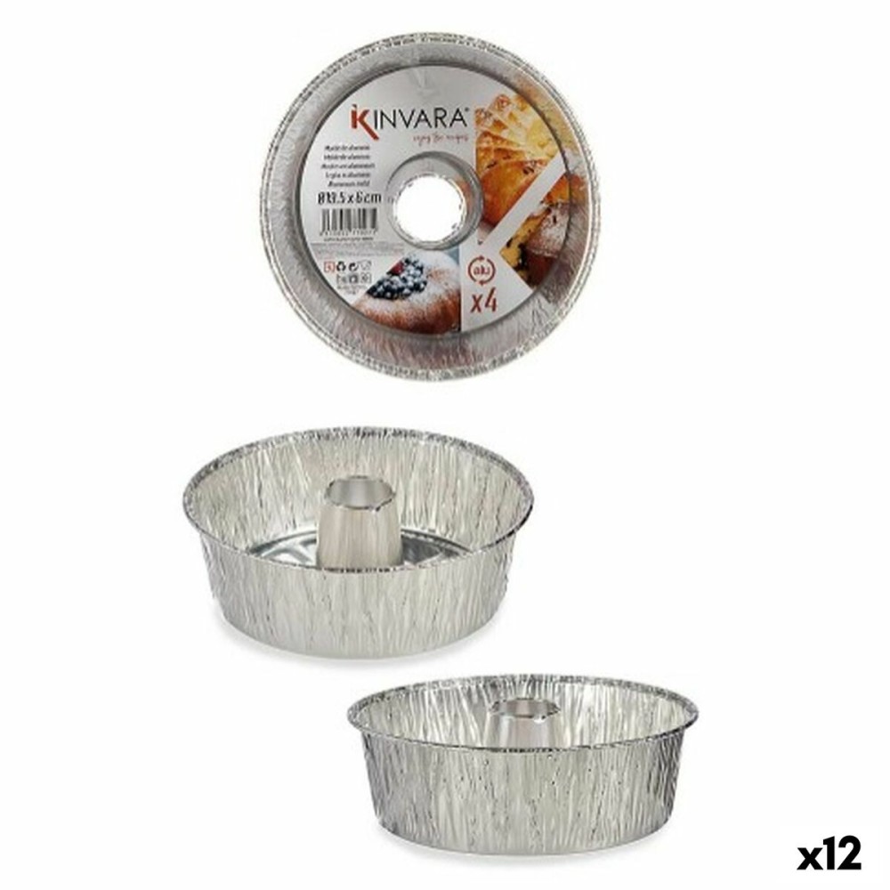 Backformen-Set Kinvara 30286C 30286C Silberfarben Aluminium 19,5 x 7 x 19,5 cm 19,5 x 19,5 x 6 cm 4 Stücke (12 Stück)