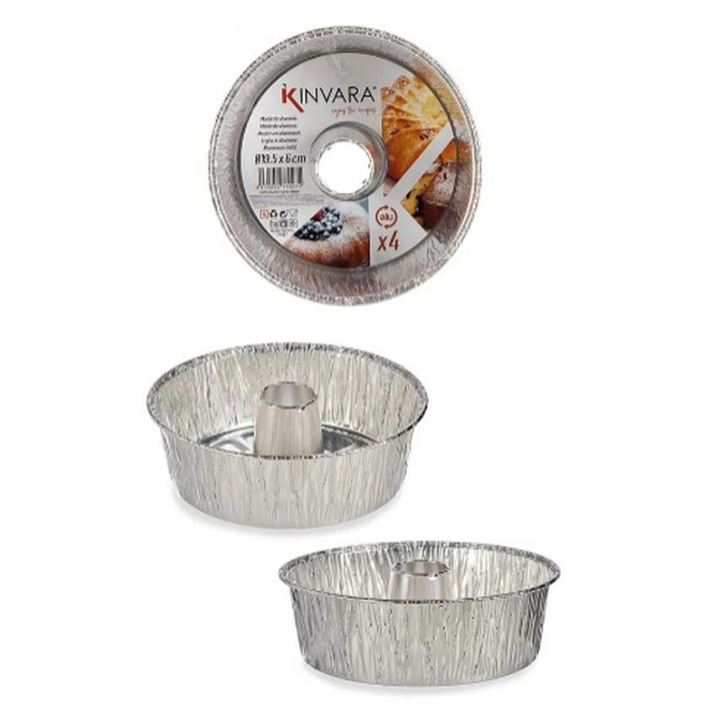 Backformen-Set Kinvara 30286C 30286C Silberfarben Aluminium 19,5 x 7 x 19,5 cm 19,5 x 19,5 x 6 cm 4 Stücke (12 Stück)