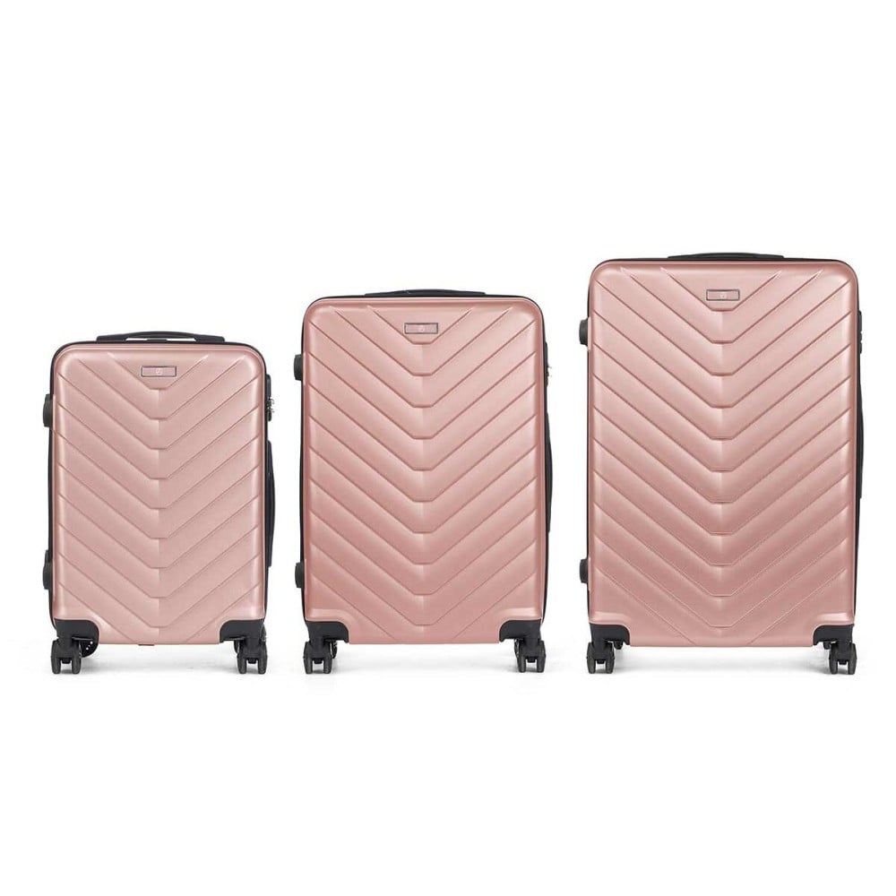 Set of suitcases HT-025R-3 HT-025R-3 Pink 3 Pieces
