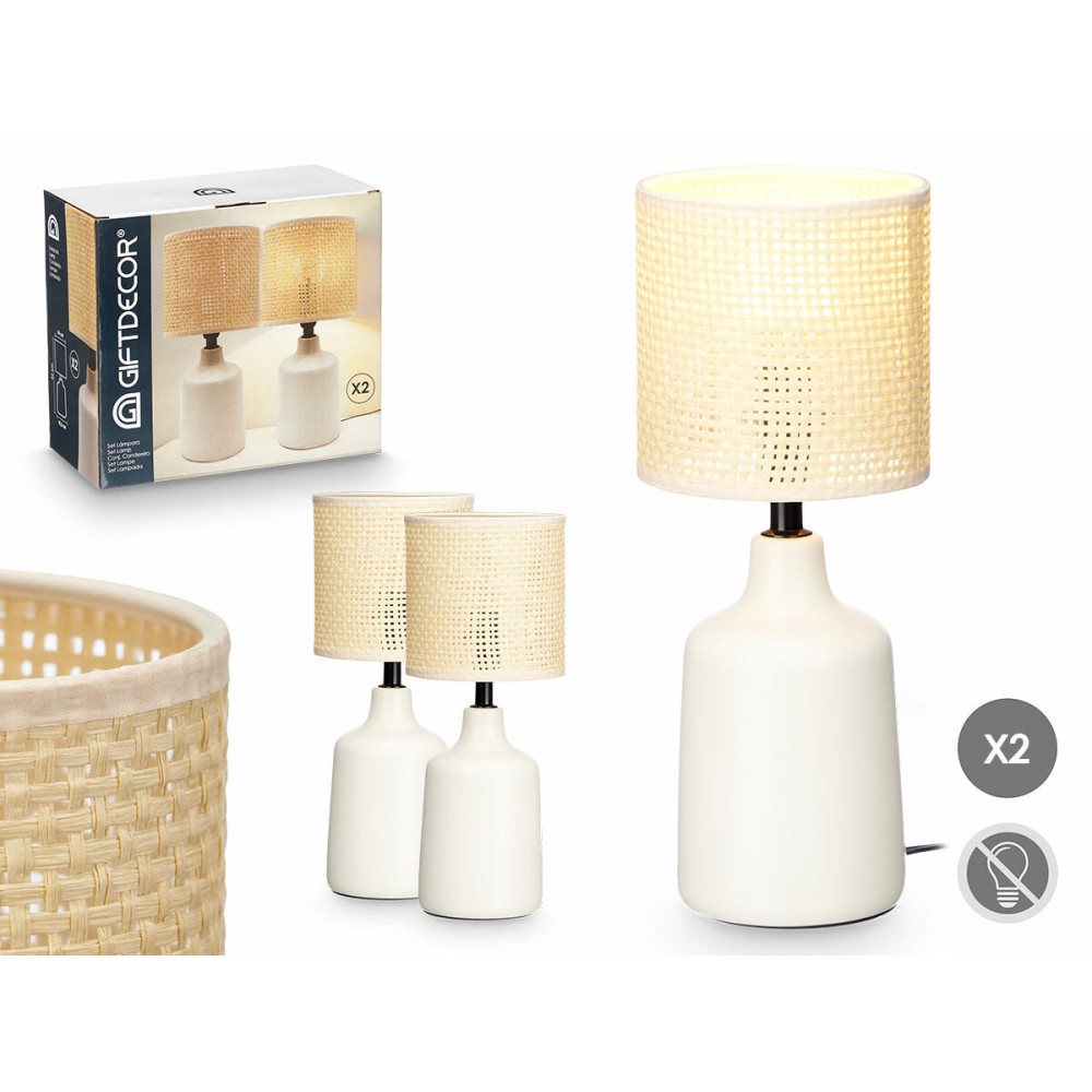 Lampe de bureau Gift Decor 10952 Blanc 60 W 2 Unités