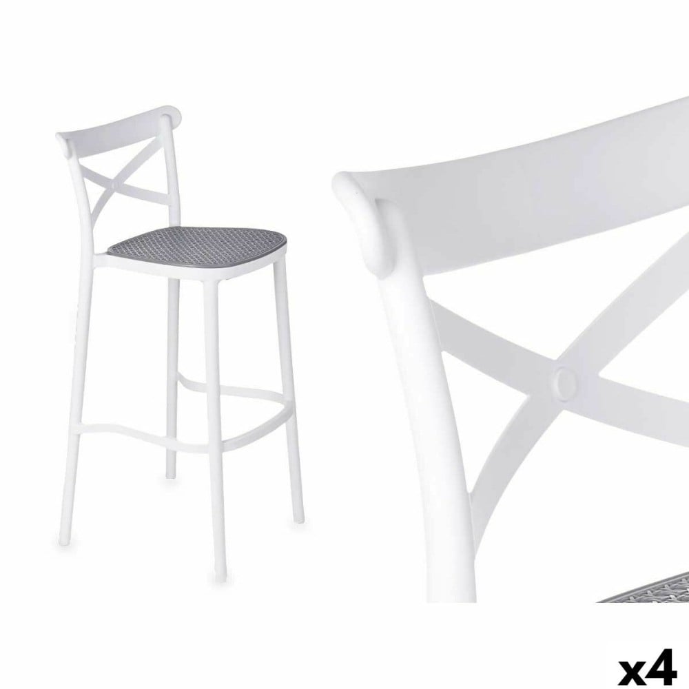 Stool Gift Decor PC-175B PC-175B White Grey polypropylene Rattan 41 x 103 x 52,5 cm (4 Units)