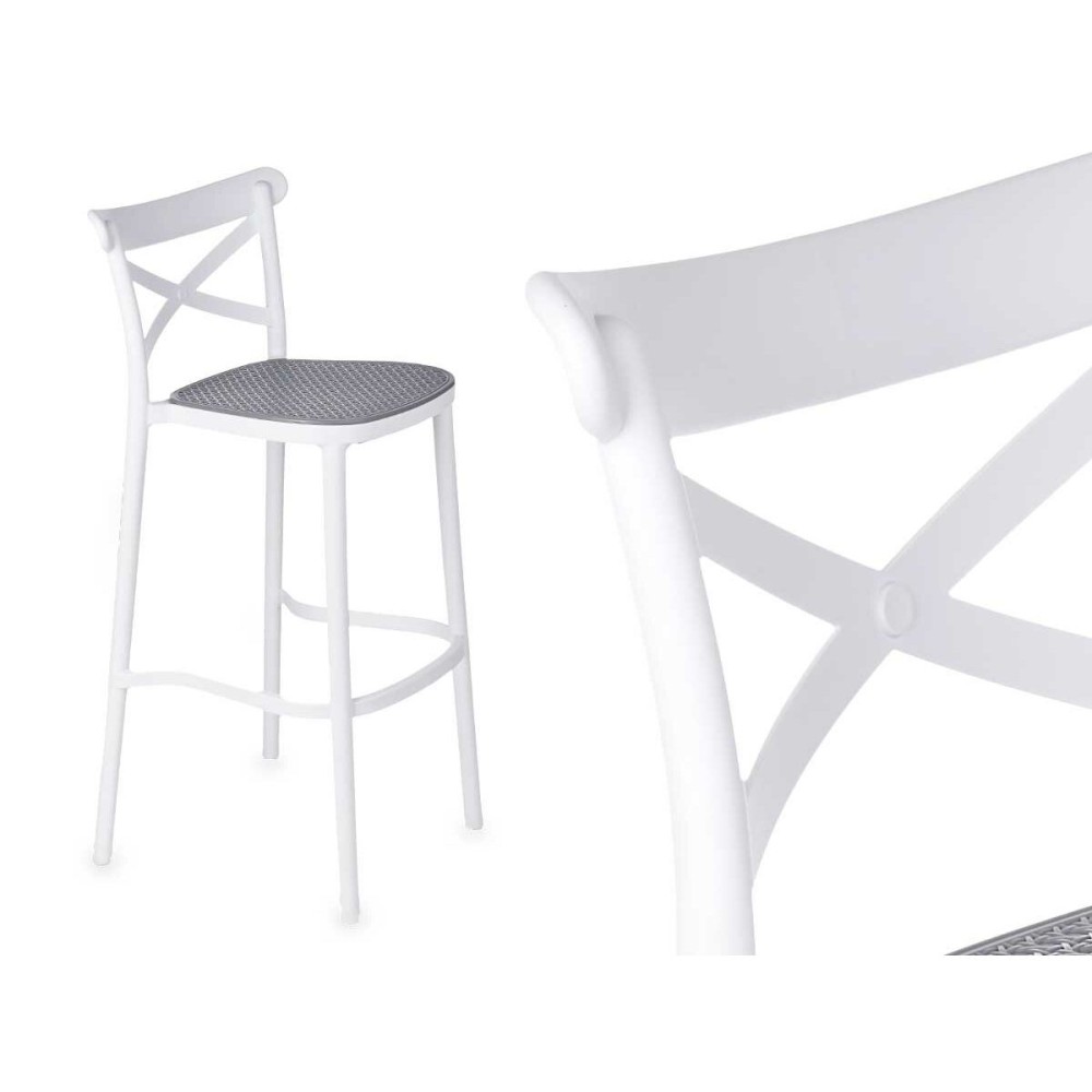 Tabouret Gift Decor PC-175B PC-175B Blanc Gris polypropylène Rotin 41 x 103 x 52,5 cm (4 Unités)