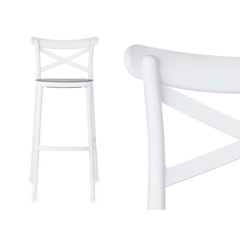 Tabouret Gift Decor PC-175B PC-175B Blanc Gris polypropylène Rotin 41 x 103 x 52,5 cm (4 Unités)