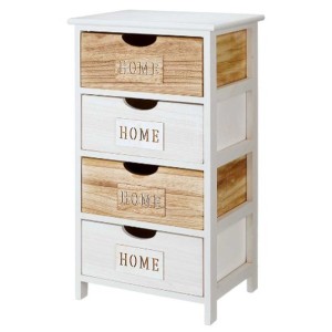 Schubladenschrank Gift Decor HW6650-4D Home Weiß Braun 40 x 73,5 x 29 cm
