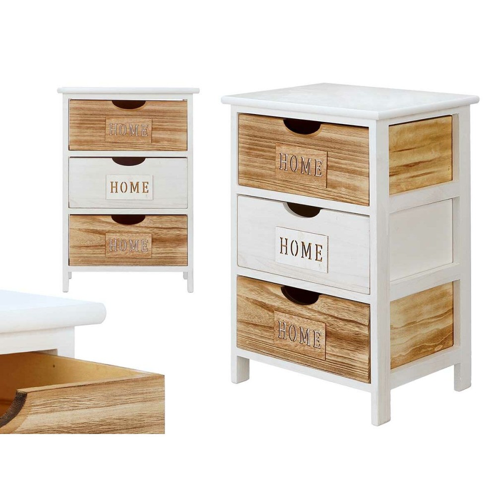 Schubladenschrank Gift Decor HW6650-3D Home Weiß Braun 40 x 58,5 x 29 cm