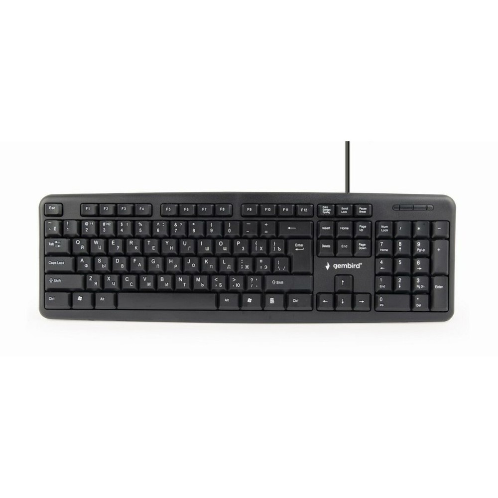 Tastatur GEMBIRD KB-U-103-RU Schwarz Schwarzweiß Englisch Russisch QWERTY