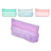 Trousse d'écolier Pincello 443 Bleu Vert Violet Rose 21 x 9 x 3 cm Pompon (12 Unités)