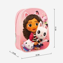 3D School Bag Gabby's Dollhouse Pink 25 x 31 x 10 cm