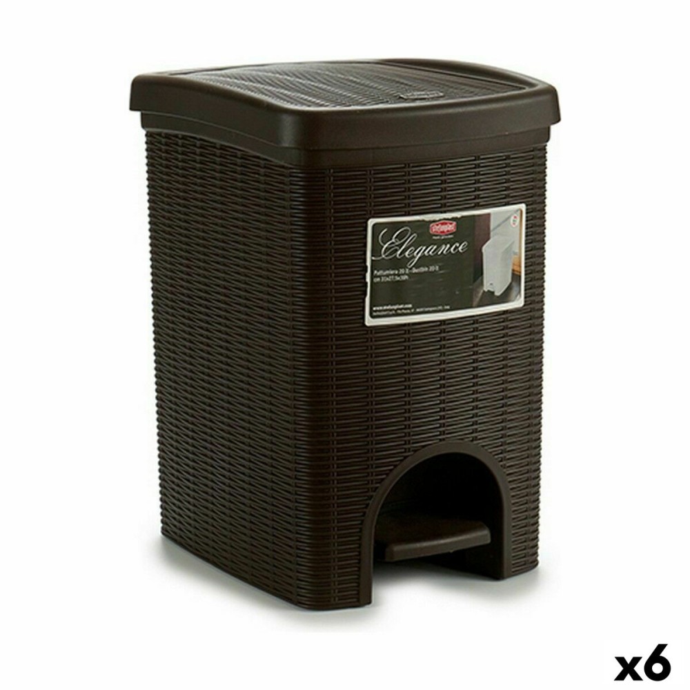 Pedal bin Stefanplast 30801 Elegance Brown Plastic 20 L (6 Units)