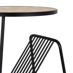 Petite Table d'Appoint Noir Naturel Fer Bois MDF 46 x 48 x 66 cm