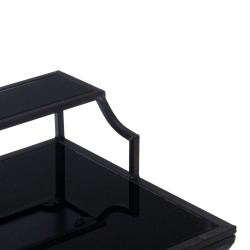 Table de Nuit Noir Verre Fer 45 x 35 x 65 cm