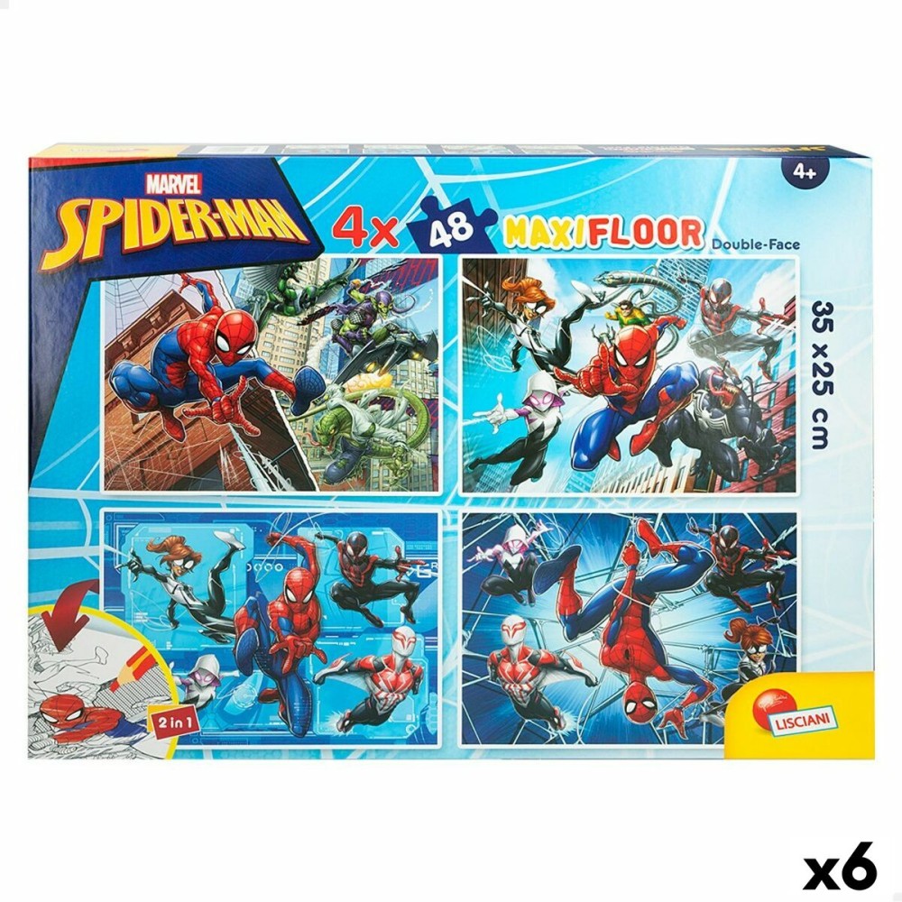 Child's Puzzle Spider-Man Double-sided 4-in-1 48 Pieces 35 x 1,5 x 25 cm (6 Units)