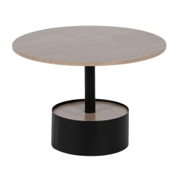 Table Basse Noir Naturel Fer Bois MDF 65 x 65 x 37,5 cm