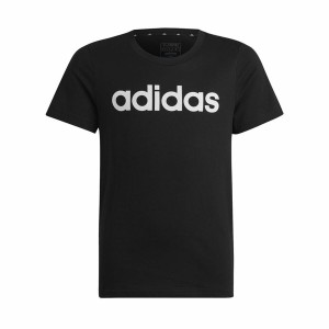 Kurzarm-T-Shirt für Kinder Adidas Essentils Logo Linear Schwarz
