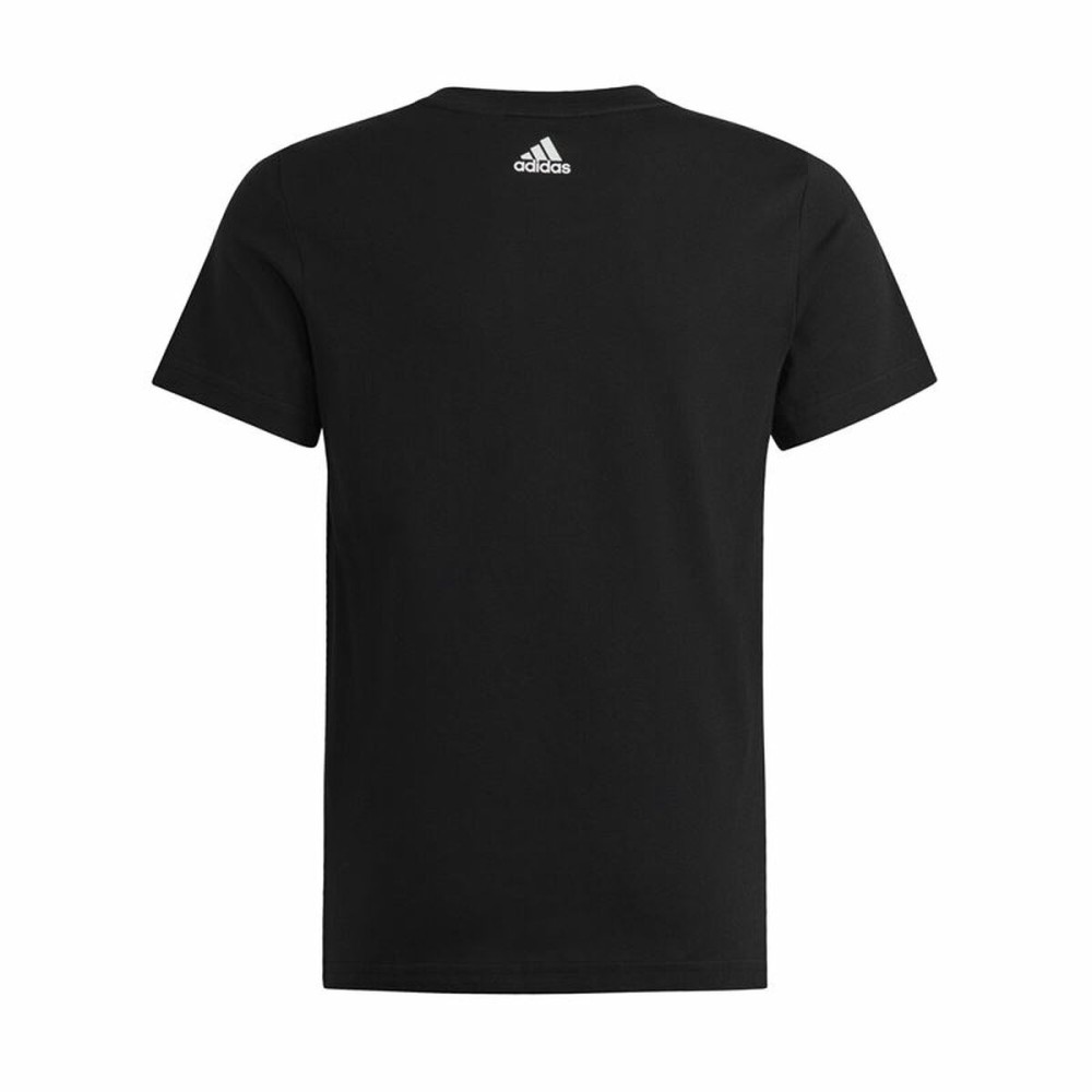 Kurzarm-T-Shirt für Kinder Adidas Essentils Logo Linear Schwarz