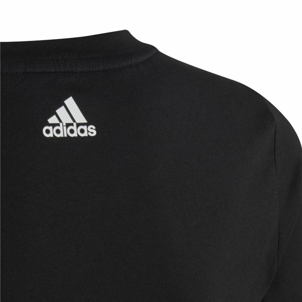 Kurzarm-T-Shirt für Kinder Adidas Essentils Logo Linear Schwarz