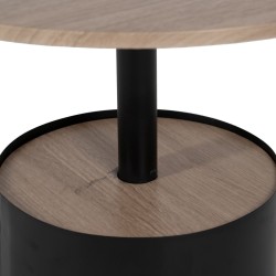 Table Basse Noir Naturel Fer Bois MDF 65 x 65 x 37,5 cm