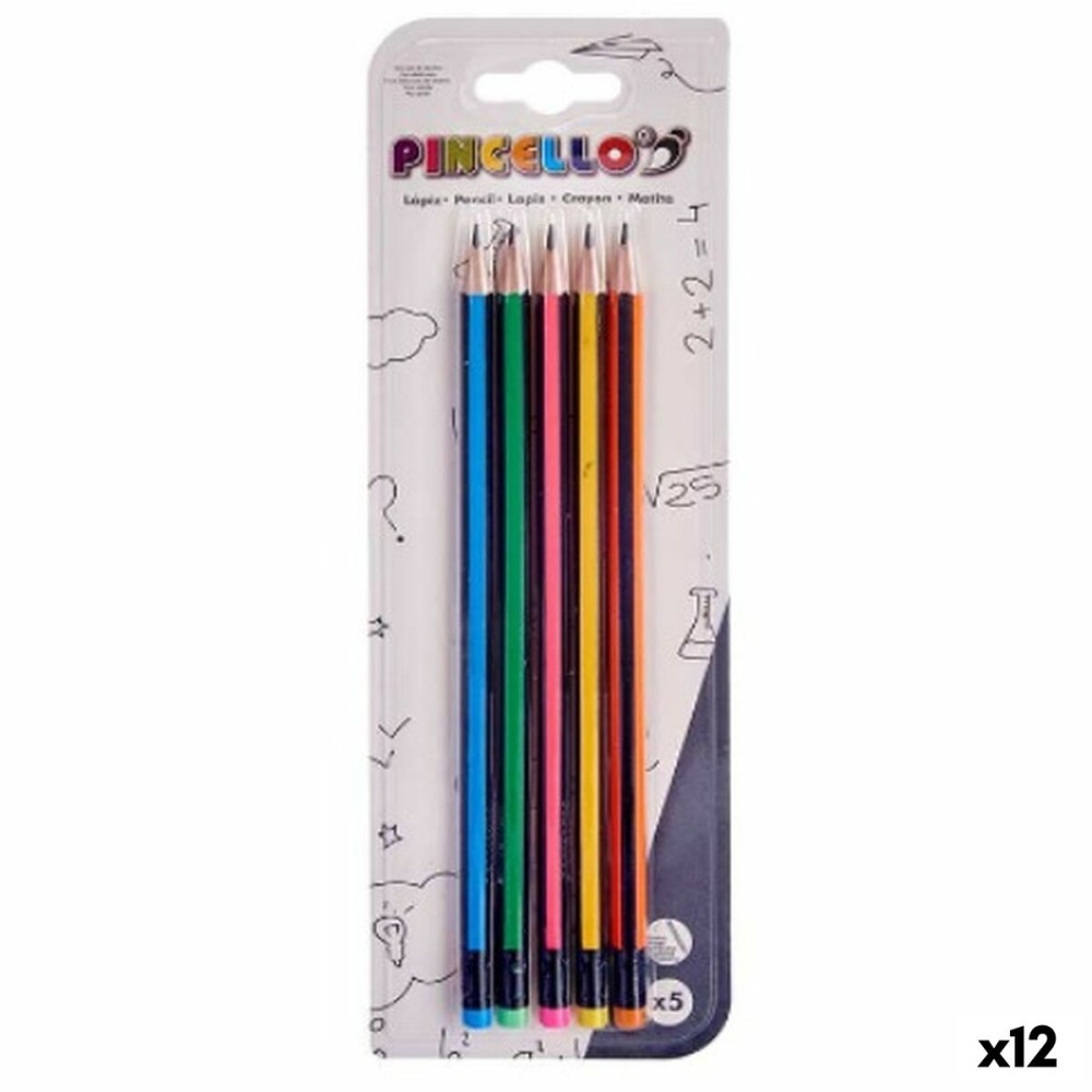 Pencil Set Pincello 473 Yellow Blue Green Multicolour Orange Stripes (12 Units)