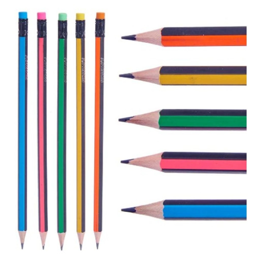 Pencil Set Pincello 473 Yellow Blue Green Multicolour Orange Stripes (12 Units)