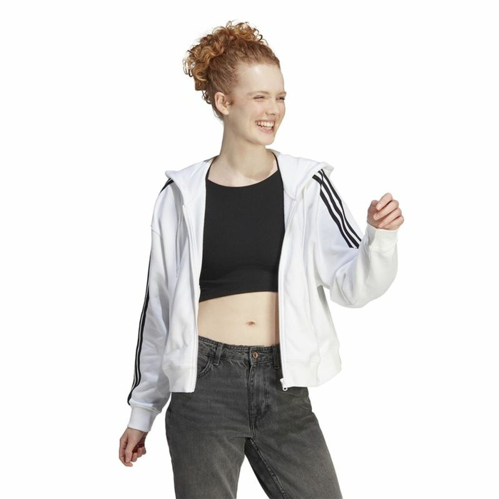 Damen Sweater mit Kapuze Adidas 3S Ft Fz S Weiß