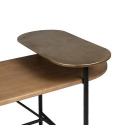 Table Basse Doré Bois Fer 116 x 76 x 64 cm