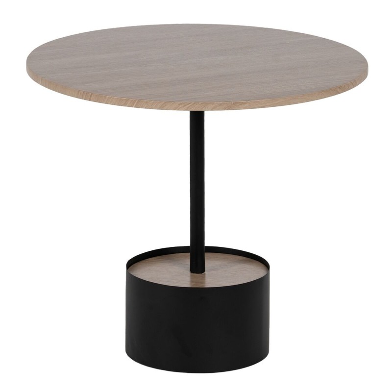 Centre Table Black Natural Iron MDF Wood 50 x 50 x 45 cm