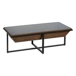 Table Basse Noir Naturel Fer Bois d'épicéa 120 x 60 x 43,5 cm