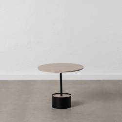 Centre Table Black Natural Iron MDF Wood 50 x 50 x 45 cm