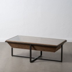 Table Basse Noir Naturel Fer Bois d'épicéa 120 x 60 x 43,5 cm