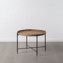 Table Basse Noir Naturel Fer Bois d'épicéa 80 x 80 x 55 cm